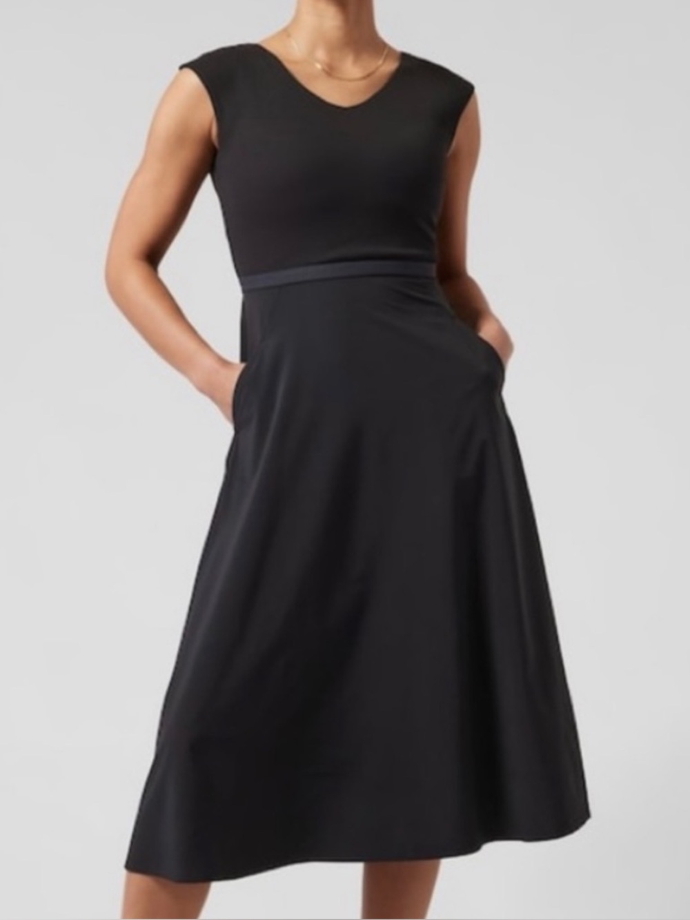 Athleta Ryder Midi Sleeveless Dress in Black - Picture 1 of 9